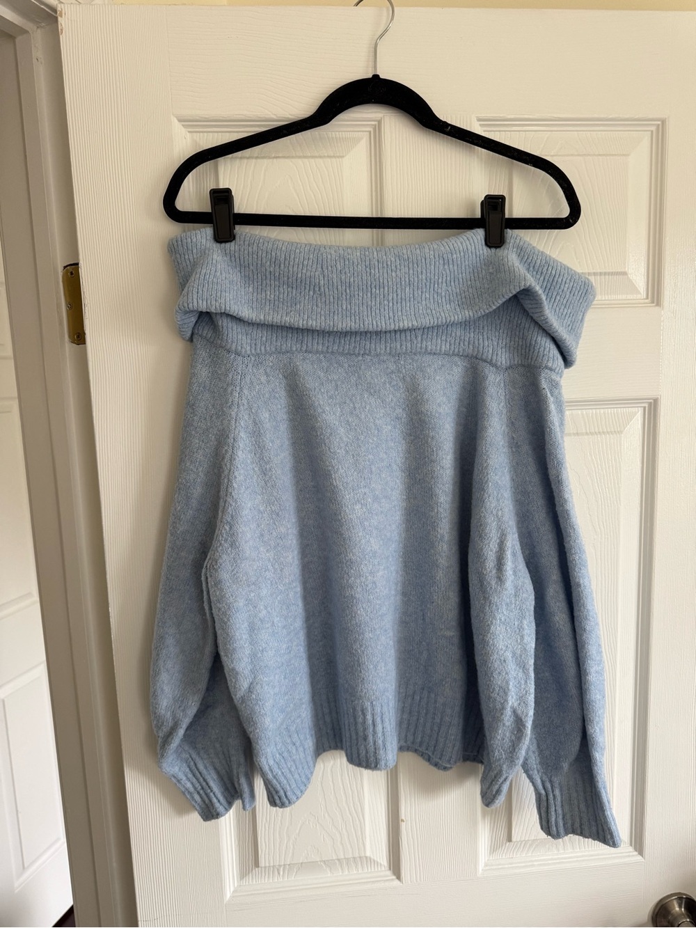 H&M Pale Blue Off-the-Shoulder Knit Sweater